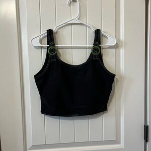 DownEast Black Swim Top with Green Buckle